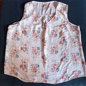Terra & Sky‎ Floral Sleeveless Top Blouse 2X (20W-22W) Pink Blue Red Flowers